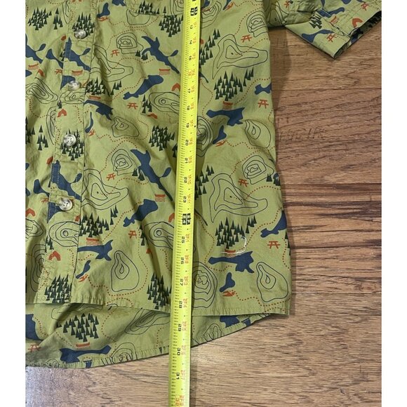 DULUTH Untucked Men's Sz L Tall Green Camping Map Theme Relaxed Fit Button Down - Picture 3 of 6